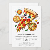 Einfaches Feinschmecker Pizza Birthday Einladung (Vorne/Hinten)