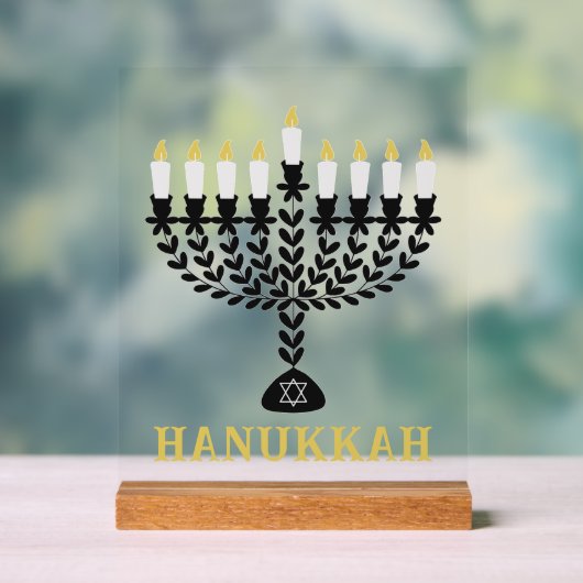 Einfaches Festival der Lichter Menorah Hanukkah Acrylschild (Neutral)