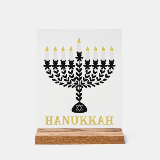 Einfaches Festival der Lichter Menorah Hanukkah Acrylschild (Vorderseite)