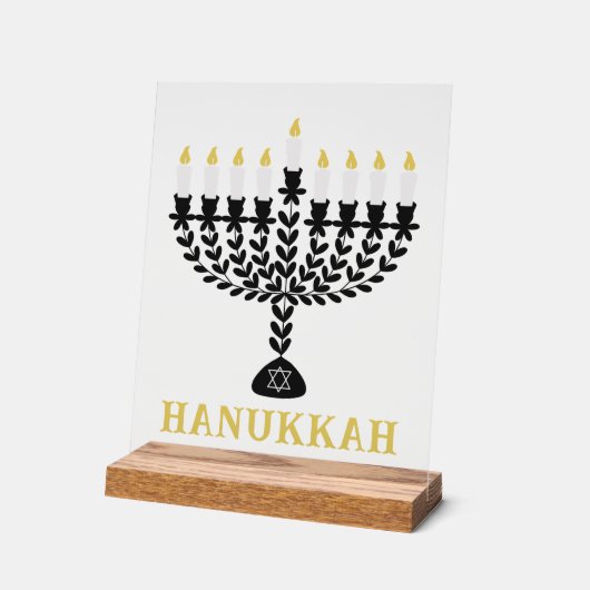 Einfaches Festival der Lichter Menorah Hanukkah Acrylschild (Winkel)