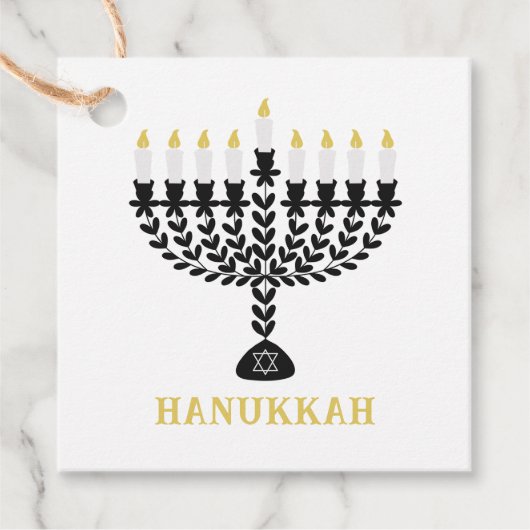 Einfaches Festival der Lichter Menorah Hanukkah Geschenkanhänger (Vorderseite)