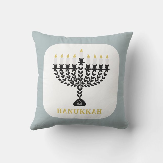Einfaches Festival der Lichter Menorah Hanukkah Kissen (Rückseite)