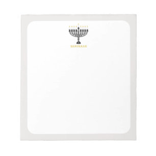 Einfaches Festival der Lichter Menorah Hanukkah Notizblock