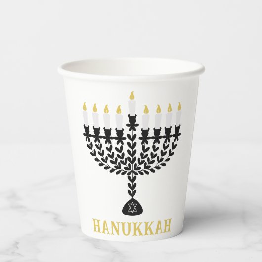 Einfaches Festival der Lichter Menorah Hanukkah Pappbecher (Rückseite)