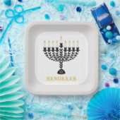 Einfaches Festival der Lichter Menorah Hanukkah Pappteller (Party)