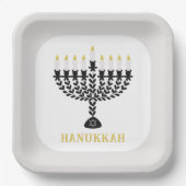 Einfaches Festival der Lichter Menorah Hanukkah Pappteller (Vorderseite)
