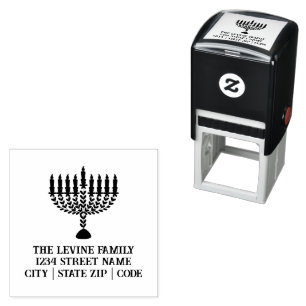 Einfaches Festival der Lichter Menorah Hanukkah Permastempel