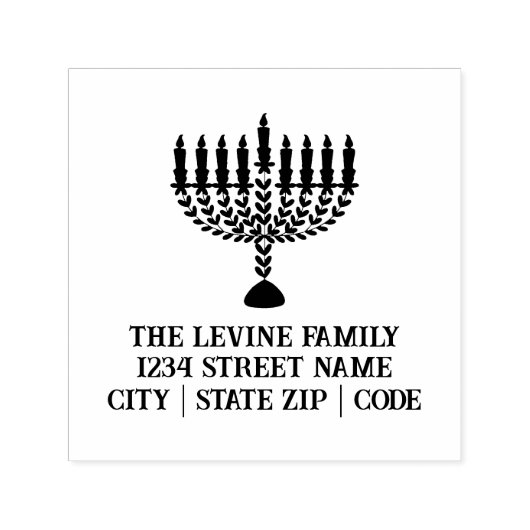 Einfaches Festival der Lichter Menorah Hanukkah Permastempel (Design)