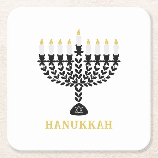 Einfaches Festival der Lichter Menorah Hanukkah Rechteckiger Pappuntersetzer (Vorderseite)