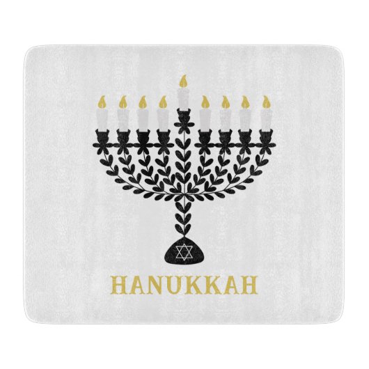 Einfaches Festival der Lichter Menorah Hanukkah Schneidebrett (Vorderseite)