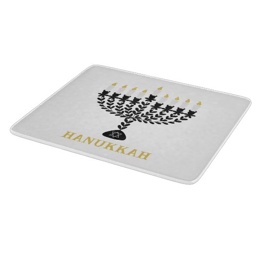 Einfaches Festival der Lichter Menorah Hanukkah Schneidebrett (Ecke)
