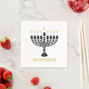 Einfaches Festival der Lichter Menorah Hanukkah Serviette