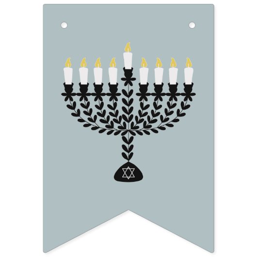 Einfaches Festival der Lichter Menorah Hanukkah Wimpelkette (Erste Fahne)
