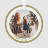 Einfaches festliches Goldenes Weihnachtsfamilienfe Ornament (Rückseite)