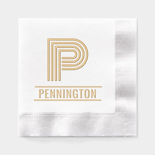 Einfaches, fettartiges Single Anfangsmonogramm Nam Servietten Mit Folie (Vorderseite)