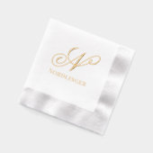 Einfaches fettes einzelnes Initial-Monogramm Name Servietten Mit Folie (Links)
