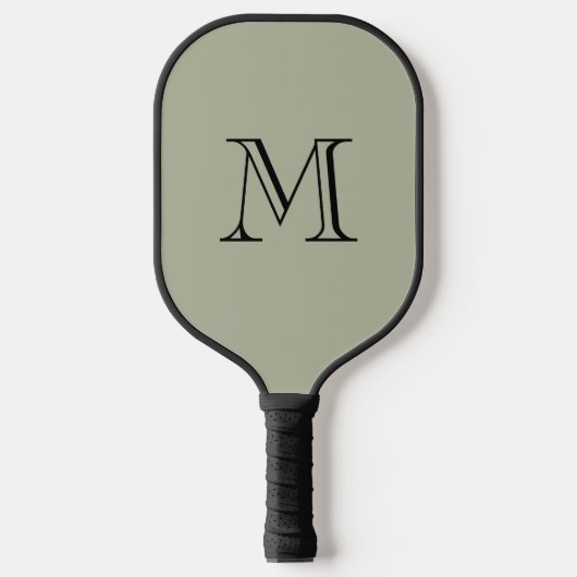 Einfaches fettes Monogramm Initial Salbeigrün Pickleball Schläger (Vorderseite)