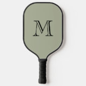 Einfaches fettes Monogramm Initial Salbeigrün Pickleball Schläger (Rückseite)