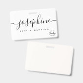 Einfaches Firmenlogo Eleganter Name des Skripts Ausweis (Vorder- & Rückseite)