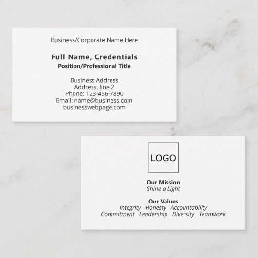 Einfaches Firmenlogo mit Schwarz-weißer Markenbeze Visitenkarte (Vorne/Hinten)