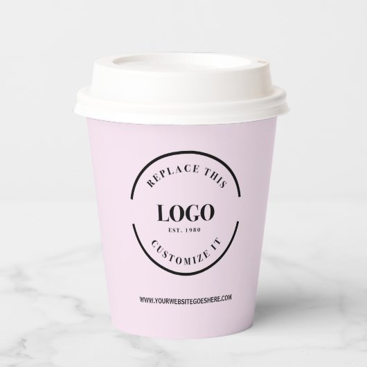 Einfaches Firmenlogo Modern beruflich Pink Pappbecher (Vorderseite)