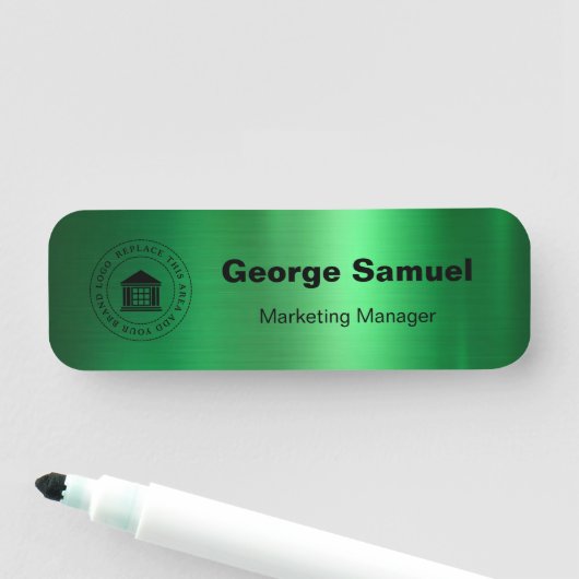 Einfaches Firmenlogo | Name | Bezeichnung Namensschild (Beispiel)