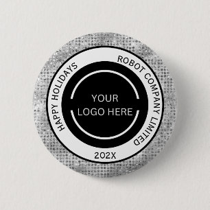 Einfaches Firmenlogo und Name Silber Button