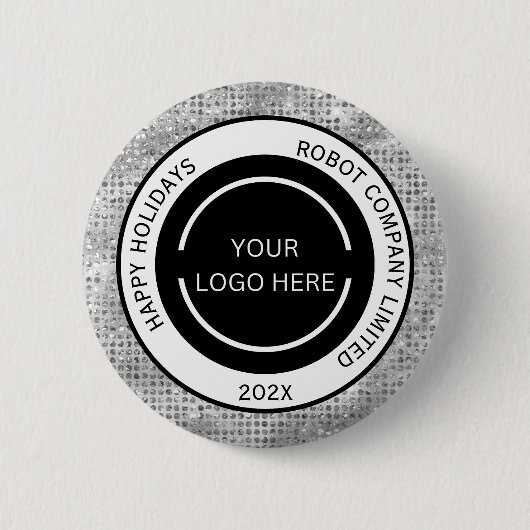 Einfaches Firmenlogo und Name Silber Button (Vorderseite)
