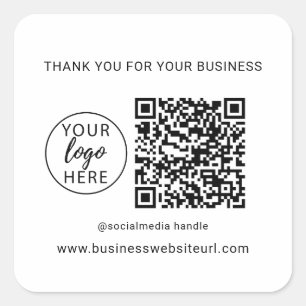 Einfaches Firmenlogo und QR-Code Quadratischer Aufkleber
