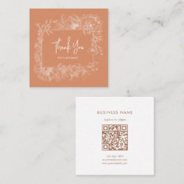 Einfaches Floral Natural Terracotta QR Code Vielen Quadratische Visitenkarte