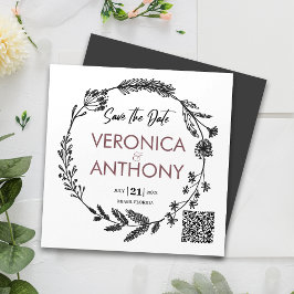 Einfaches floral Save the Date QR Code Magnet