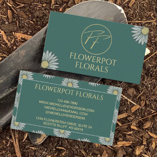 Einfaches florales grün-gelbes Geschäftslogo Flori Visitenkarte