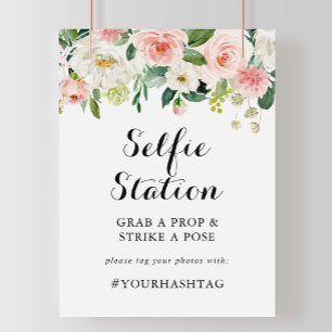 Einfaches Florales Grünes Blattwerk Selfie-Station Poster