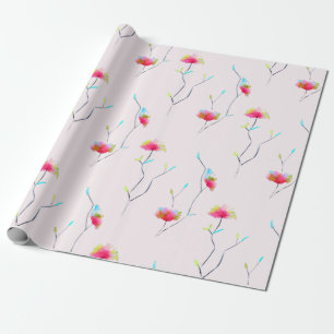 Einfaches florales, japanisch inspiriertes rosa ab geschenkpapier