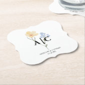 Einfaches florales Monogramm Hochzeit Untersetzer (angewinkelt)
