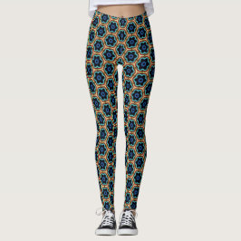 Einfaches florales Muster in Blau und Gelb Leggings