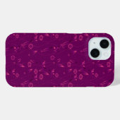 Einfaches florales Muster Retro Burgunderrot Case-Mate iPhone Hülle (Rückseite (Horizontal))