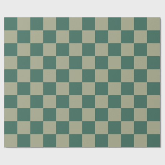 Einfaches Forest Green and Sage Checkerboard-Muste Geschenkpapier (Flach)
