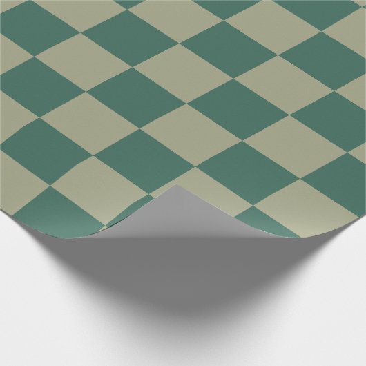 Einfaches Forest Green and Sage Checkerboard-Muste Geschenkpapier (Ecke)
