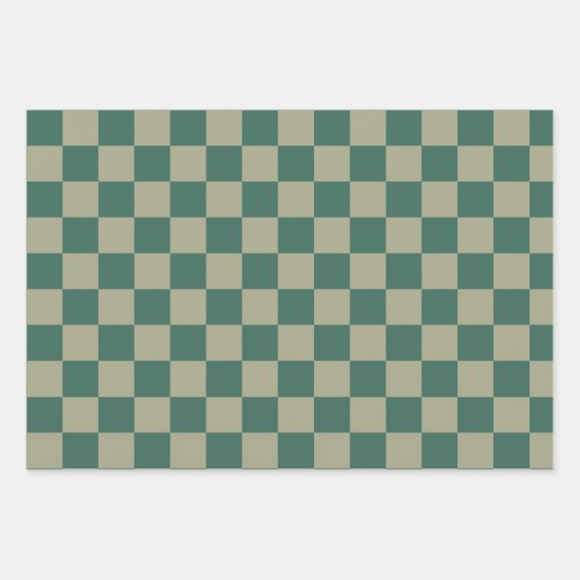 Einfaches Forest Green and Sage Checkerboard-Muste Geschenkpapier Set (Vorderseite 2)