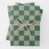 Einfaches Forest Green and Sage Checkerboard-Muste Geschenkpapier Set (Beispiel)