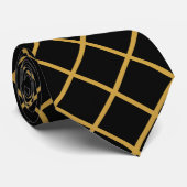 Einfaches formales Schwarz-Gold-Cross-Hatch Krawatte (Gerollt)