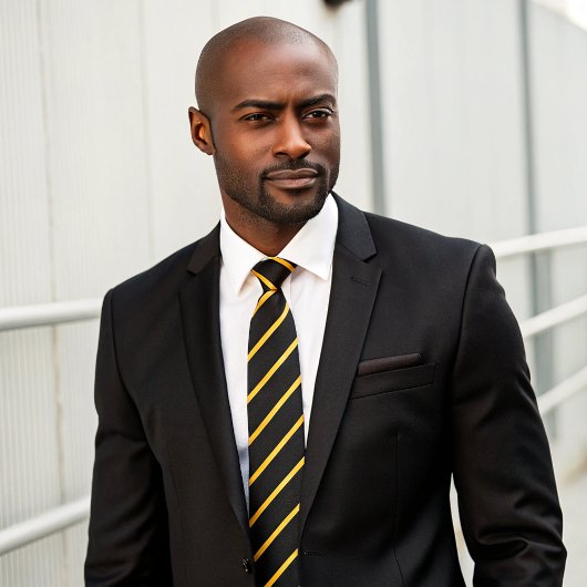 Einfaches formales Schwarz und Gold mit Streifen Krawatte