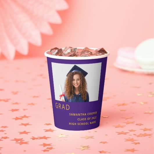 Einfaches Foto 2024 Abschluss Lila gelb Pappbecher (Insitu)