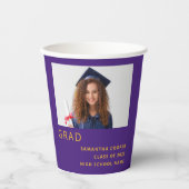 Einfaches Foto 2024 Abschluss Lila gelb Pappbecher (Vorderseite)