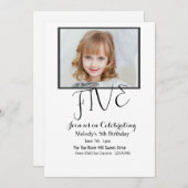 Einfaches Foto, 5. Geburtstag Foto Einladung (Vorne/Hinten)