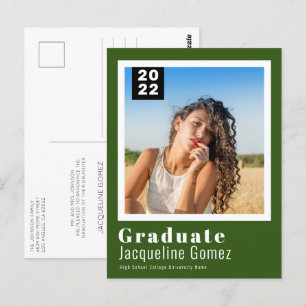 Einfaches Foto Abschluss 2022 Ankündigung Grün Postkarte