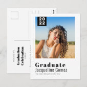 Einfaches Foto Abschluss 2022 Party Einladung Postkarte (Vorne/Hinten)