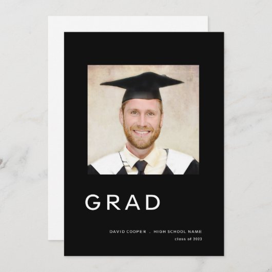 Einfaches Foto Abschluss 2024 Schwarz Ankündigung (Vorne/Hinten)