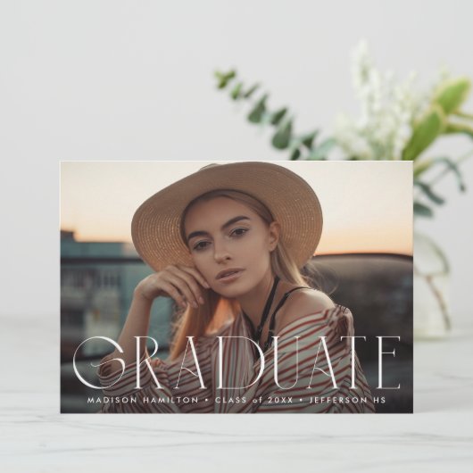 Einfaches Foto Abschluss Ankündigung (Stehend Vorderseite)